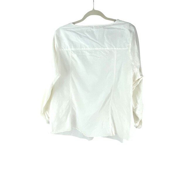 M&S Indigo Collection Embroidered Blouse Size16 Off White Lightweight Cotton Ble - Picture 2 of 5